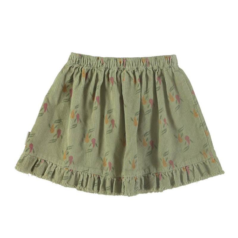 Short skirt Ruffles Sage Green, Piupiuchick Hedgehog & Deer