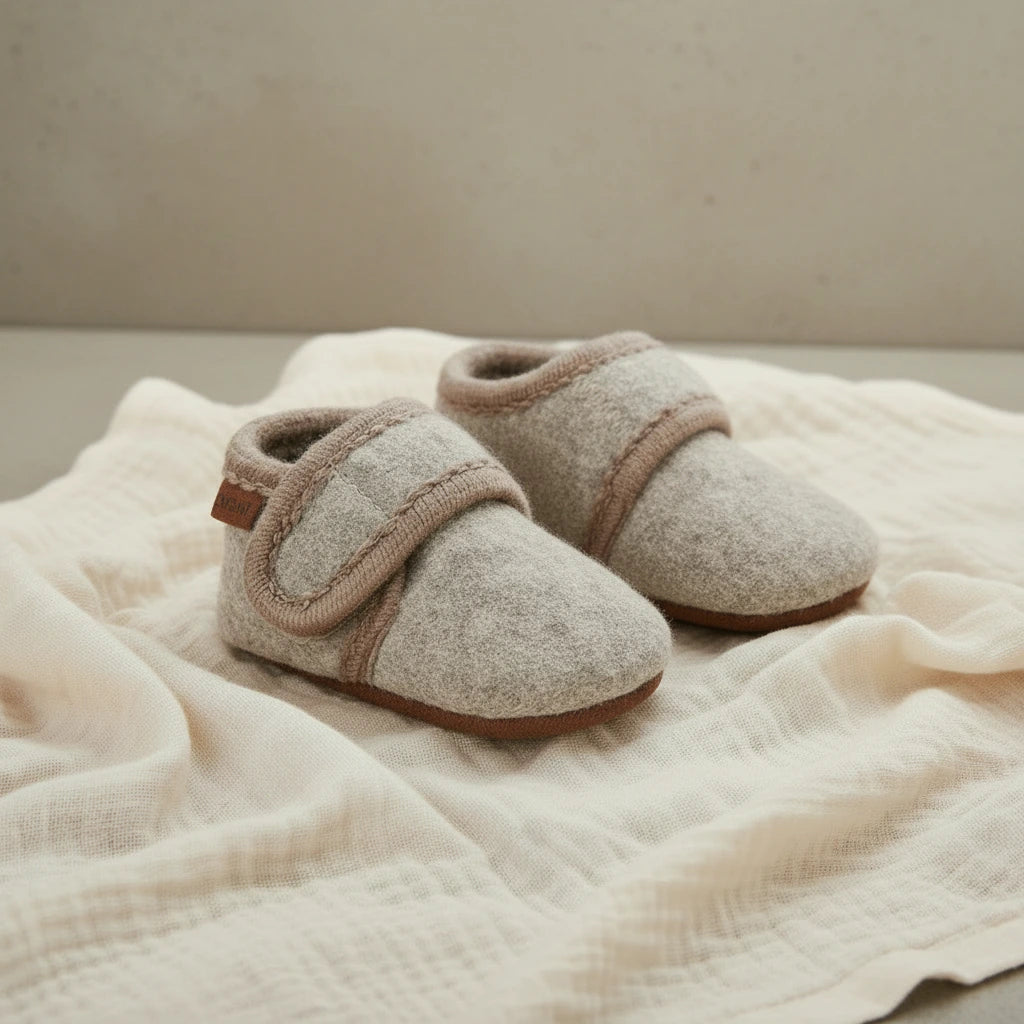 Baby wool slippers Sand Melange, Enfant