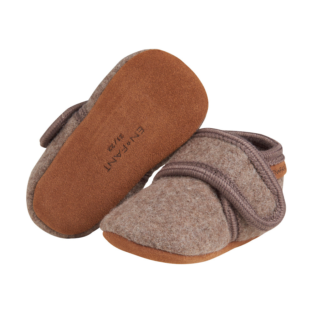 Baby wool slippers Walnut, Enfant