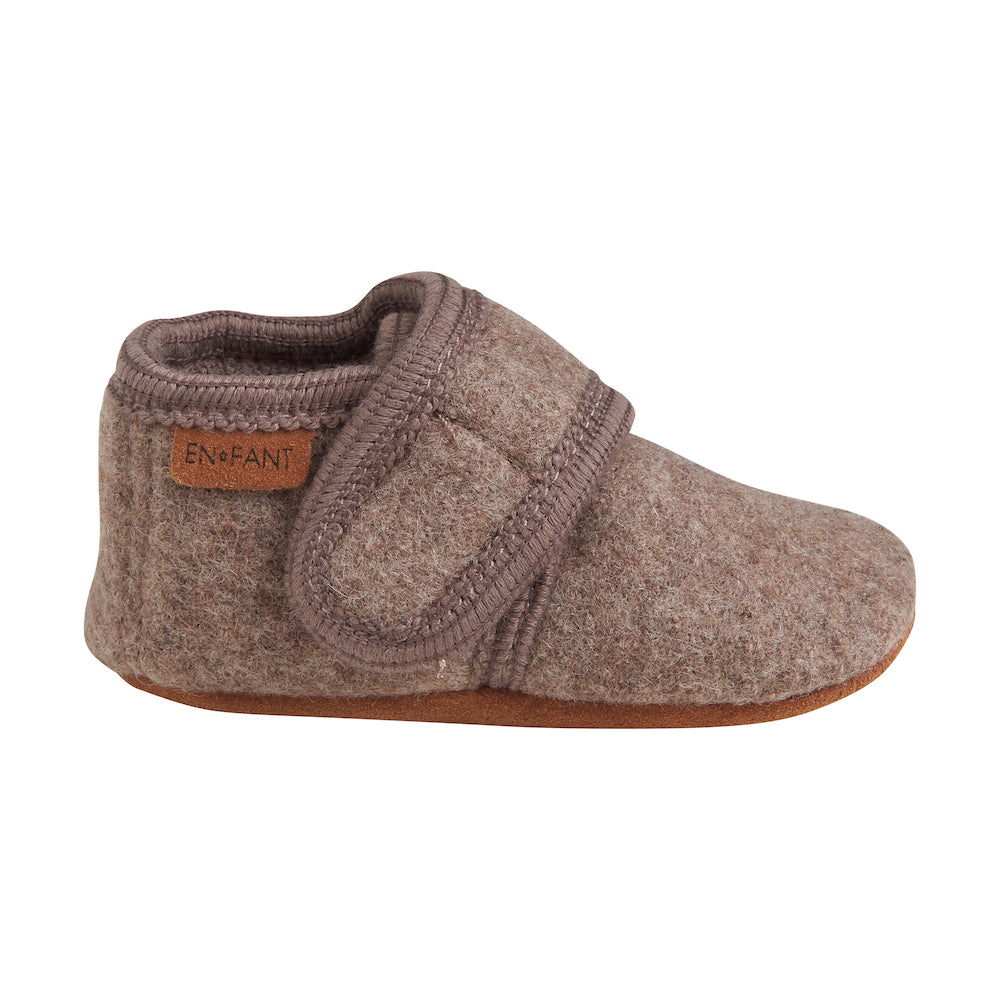 Baby wool slippers Walnut, Enfant