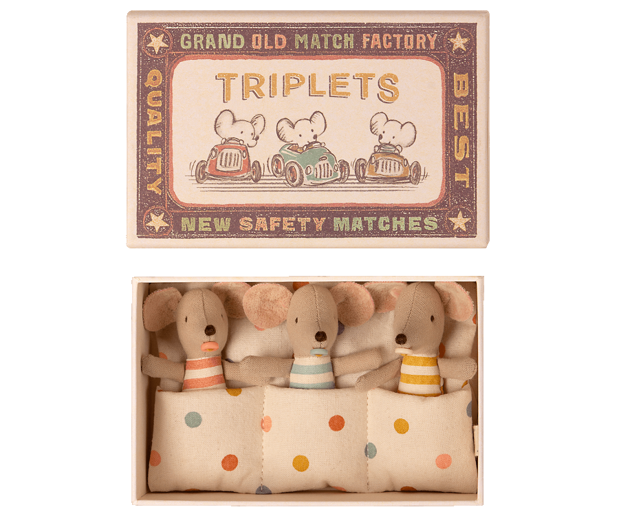 Babymice in box triplets, maileg Hedgehog & Deer