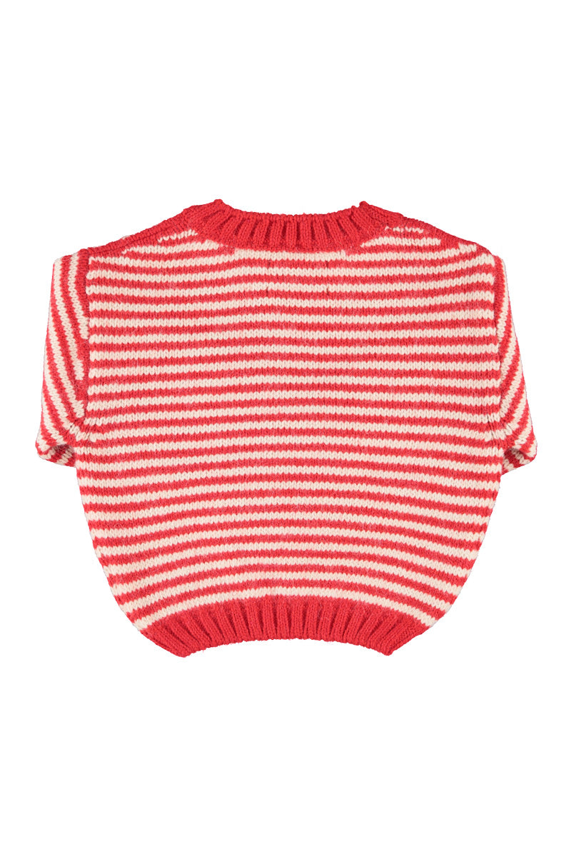 knitted sweater | ecru & red stripes, Piupiuchick