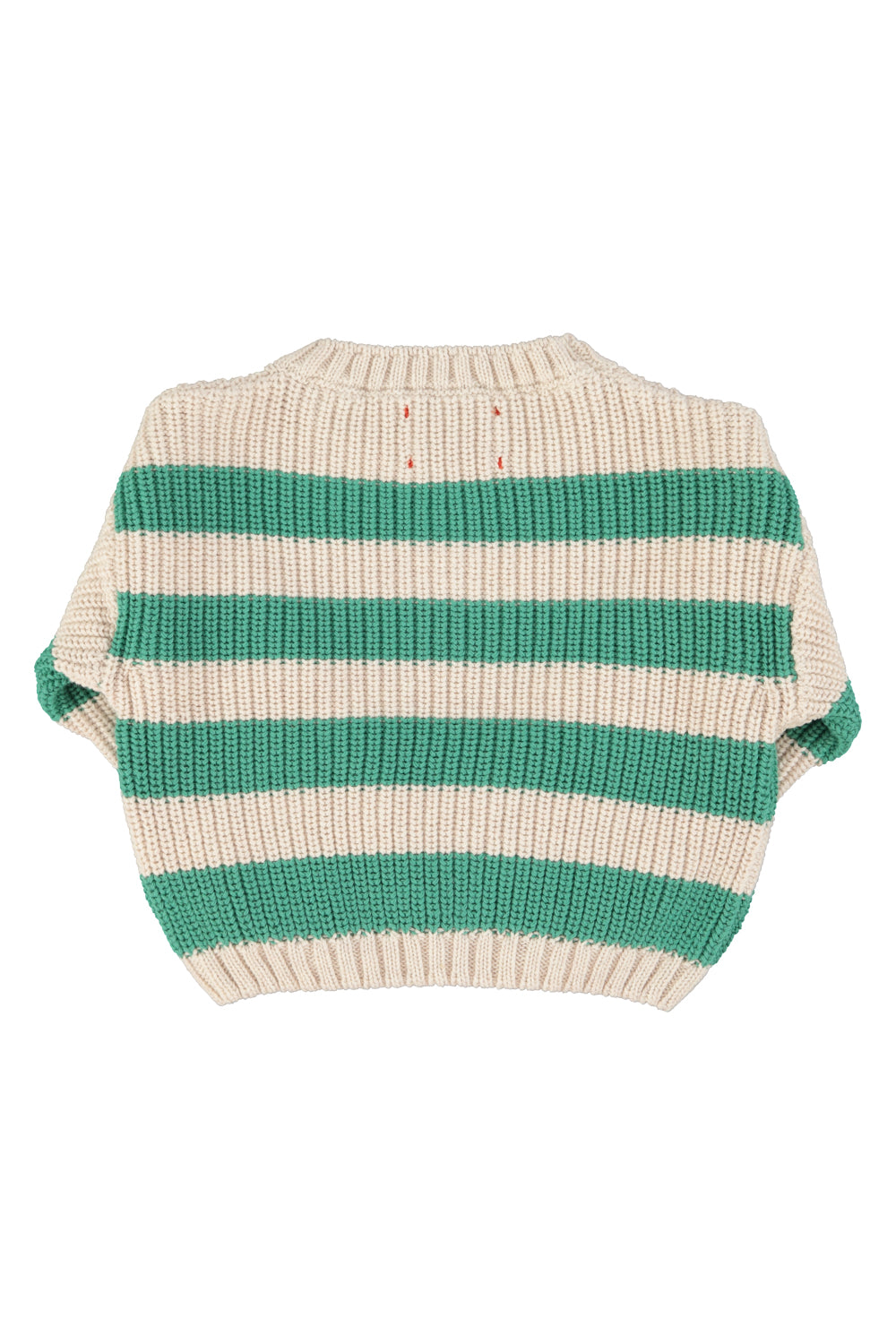 Knitted sweater ecru green stripes, Piupiuchick