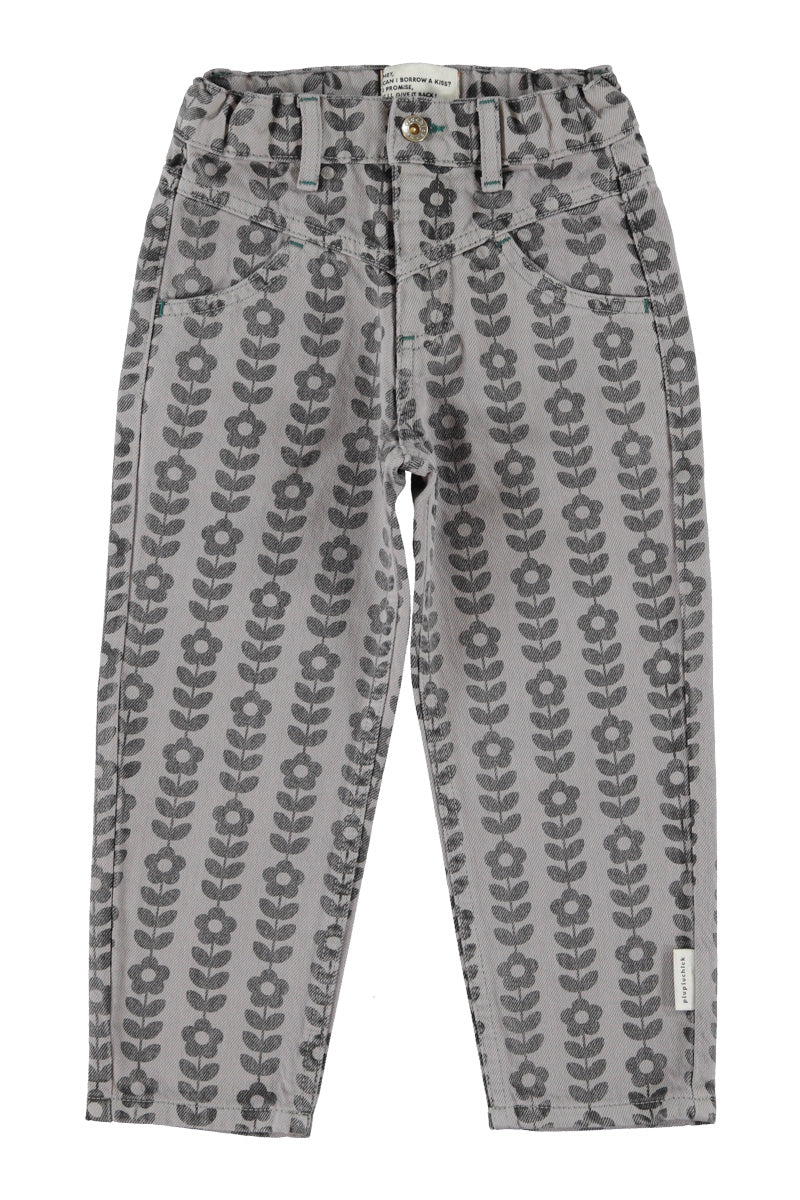 Mom fit trousers | grey with black flowers, Piupiuchick