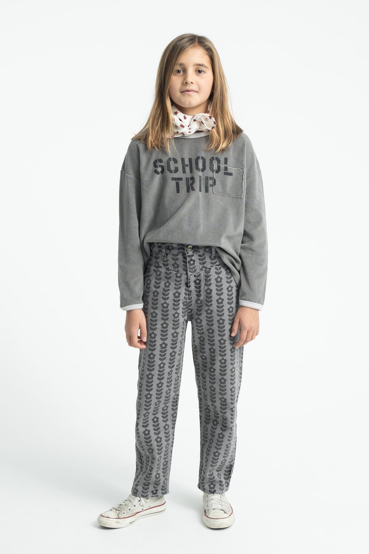 Mom fit trousers | grey with black flowers, Piupiuchick
