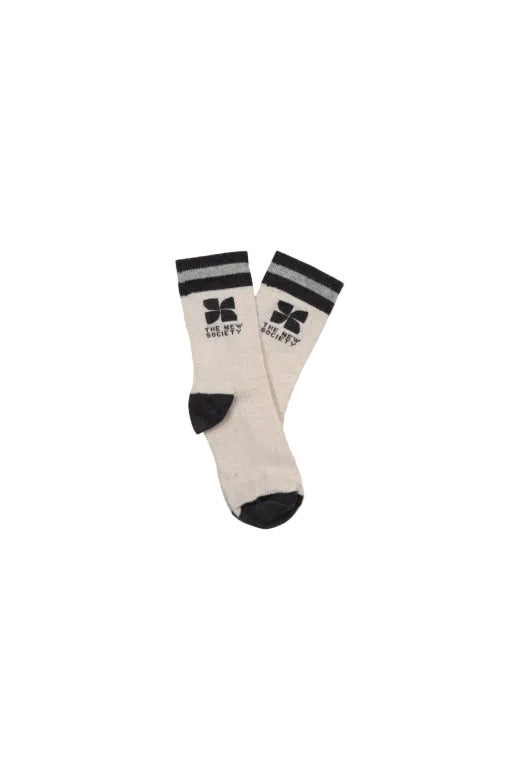 TNS Logo Socks Whisper White Melange, The New Society