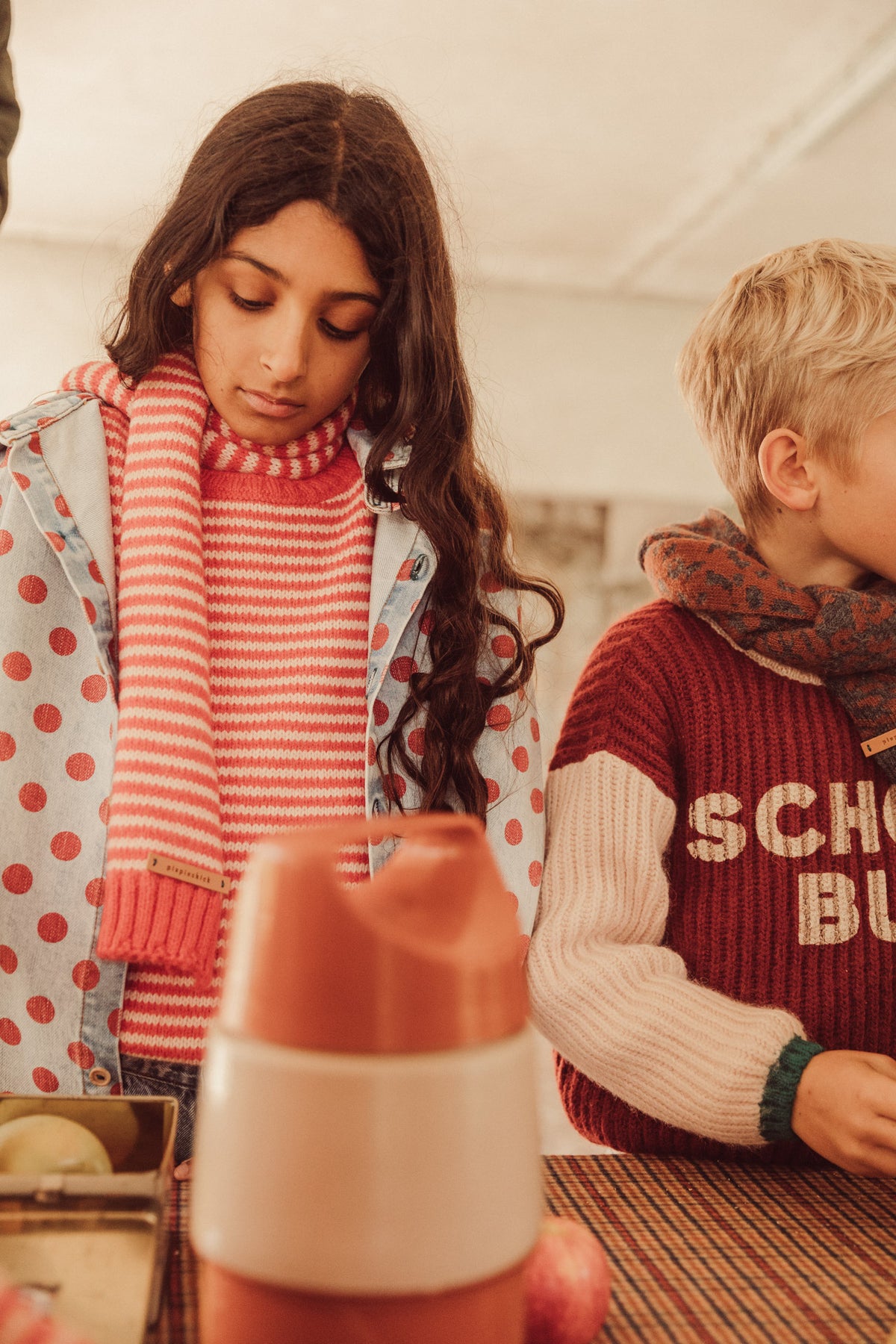 knitted sweater | ecru & red stripes, Piupiuchick