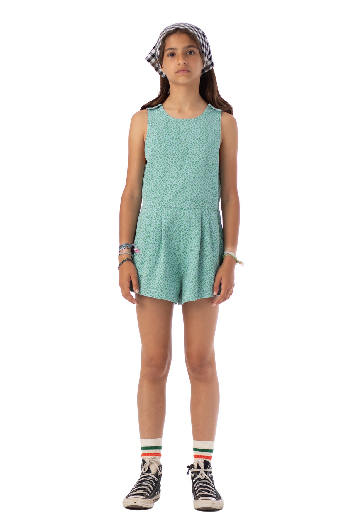 Short jumpsuit blue/green animal print, Piupiuchick