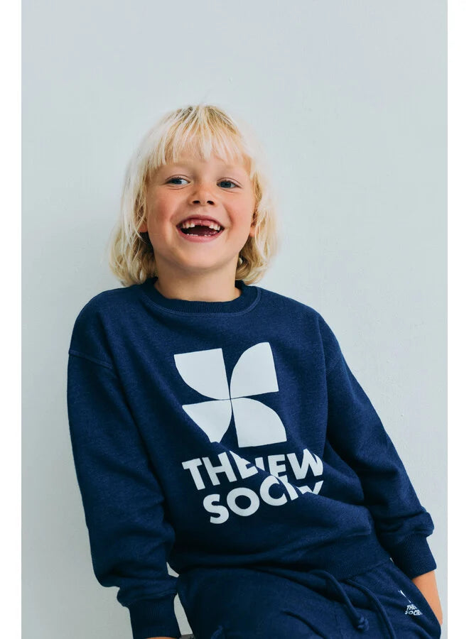 TNS logo sweater indigo denim, The New Society