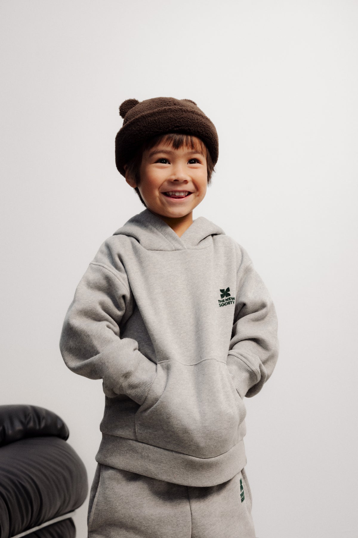 TNS Logo Hoodie Mid Grey Melange, The New Society