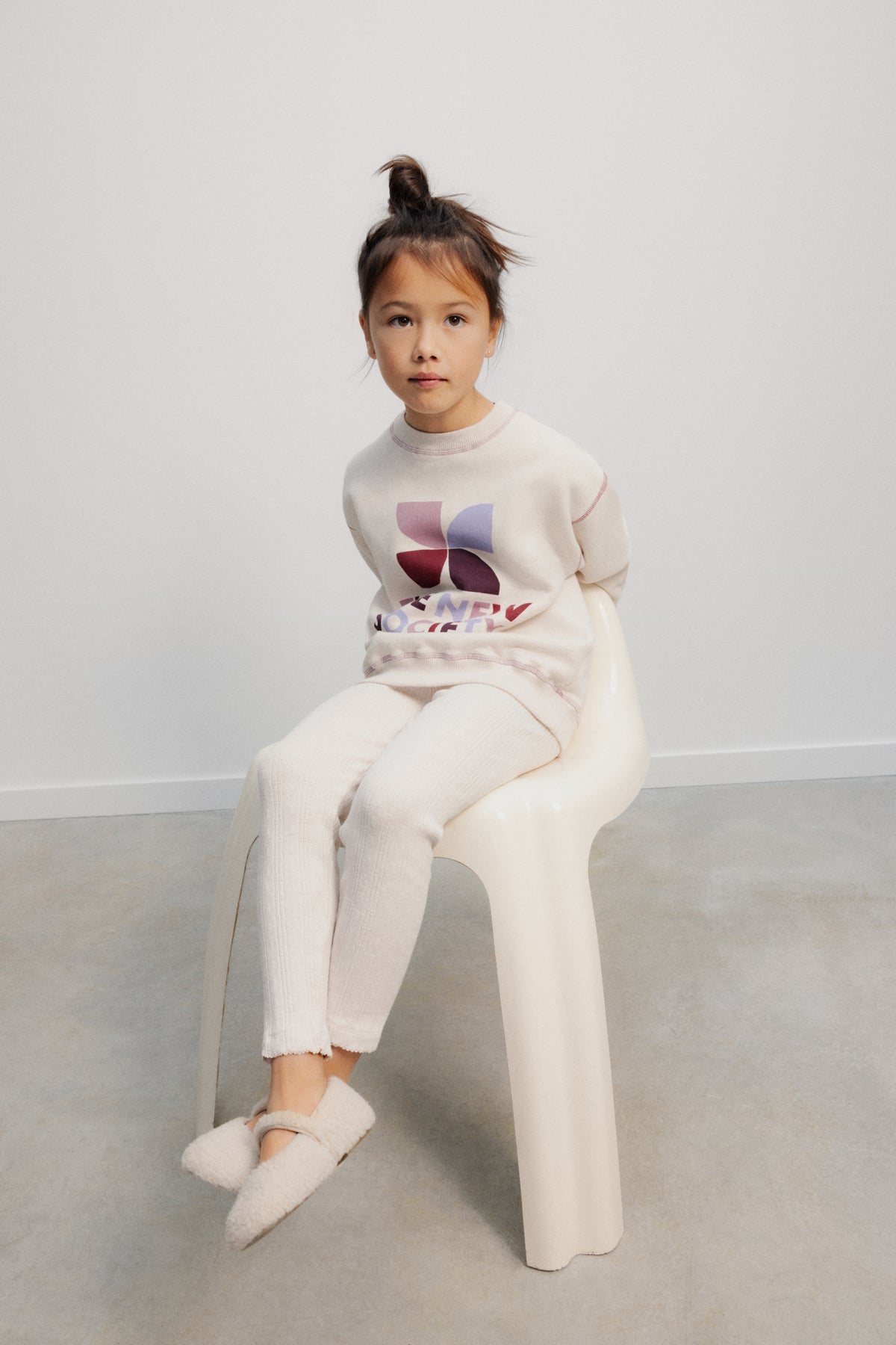 TNS Logo Sweatshirt Whisper White Melange Multicolor, The New Society